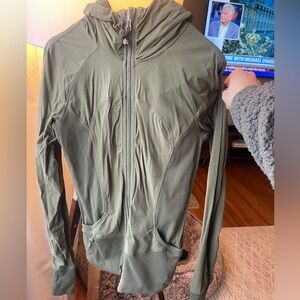 Olive Green Lululemon Zip Up W/ Hood